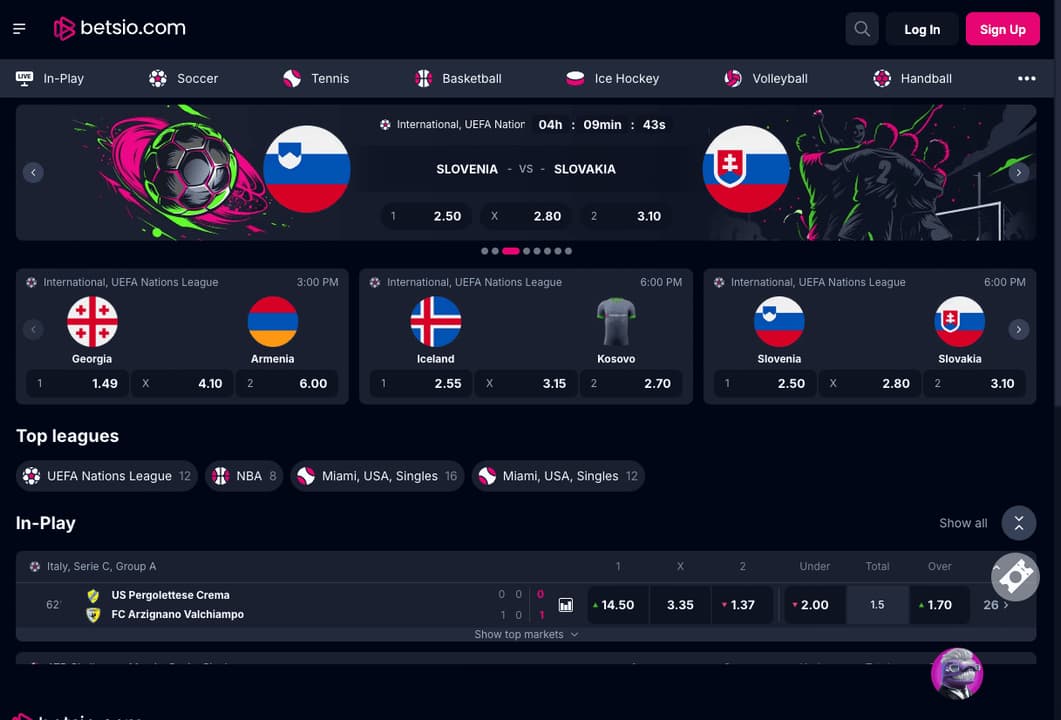 Betsiocom homepage screenshot