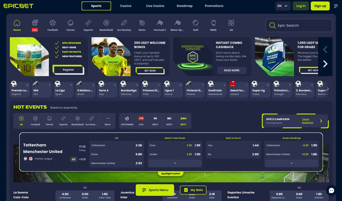 Epicbet homepage screenshot