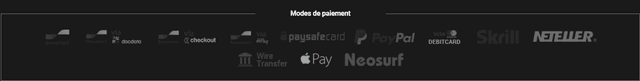 Moyens de paiement en bas de page de betFirst casino