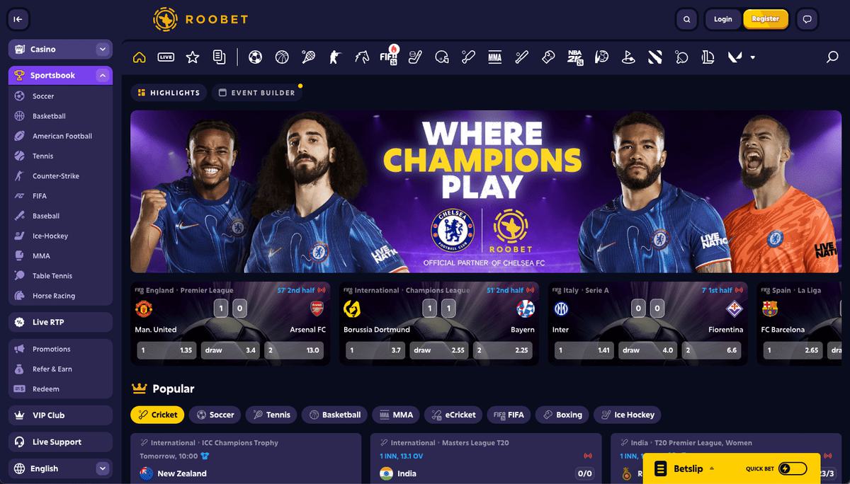 Roobet homepage screenshot