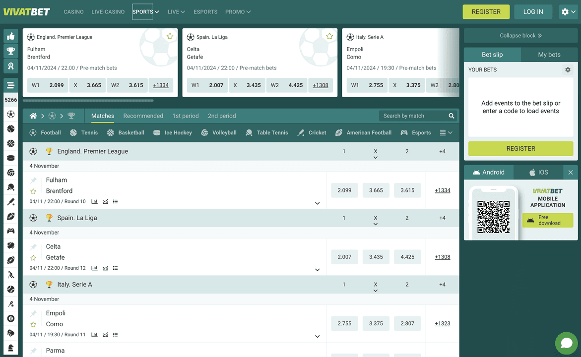 Vivatbet Estonia homepage screenshot