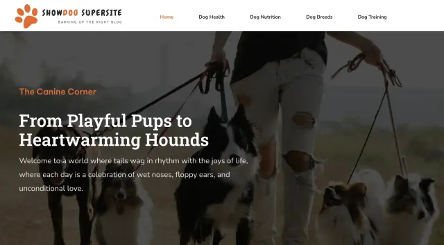 Capture d'écran du site showdogsupersite